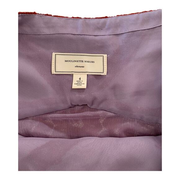 moulinette soeurs size 4 small anthropologie casual f zipper skirt red lace rust - Picture 3 of 12